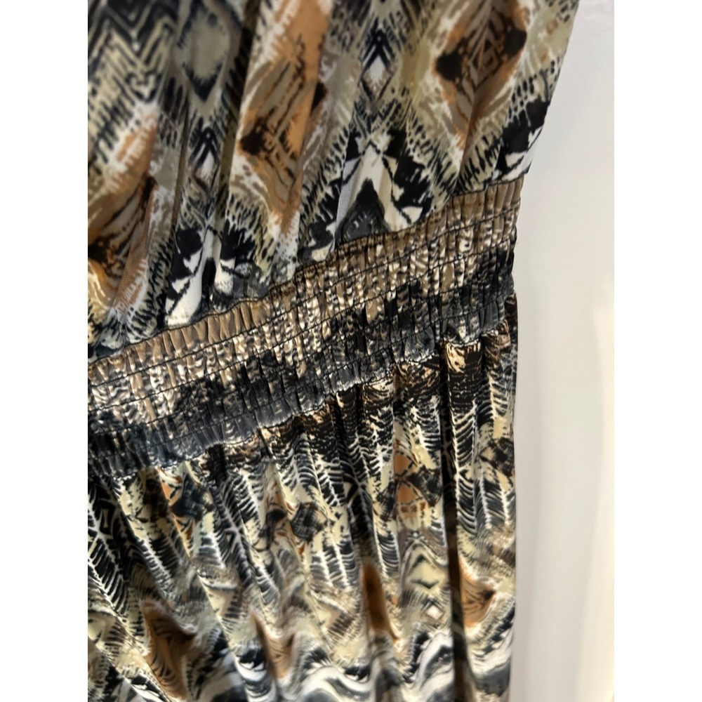 Mlle Gabrielle Womens 3X Jumpsuit Strapless Tribal Geometric Print Smocked Waist - Picture 4 of 12